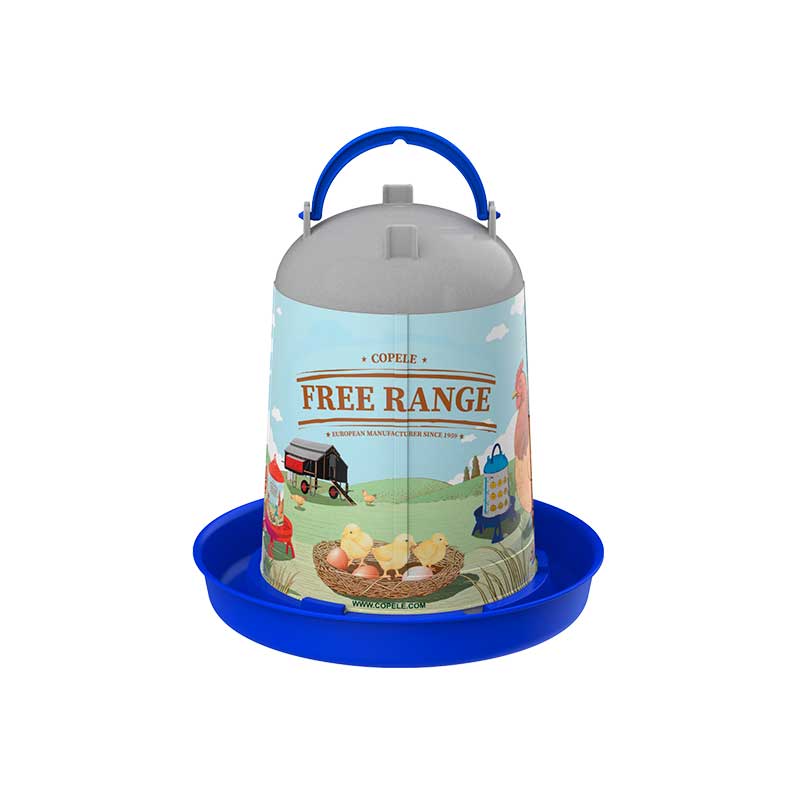 Bebederos Personalizables - Con etiqueta free range - color Azul, capacidad 5 l, patas Sin patas, modelo Con etiqueta free range - referencia 30196 - Copele
