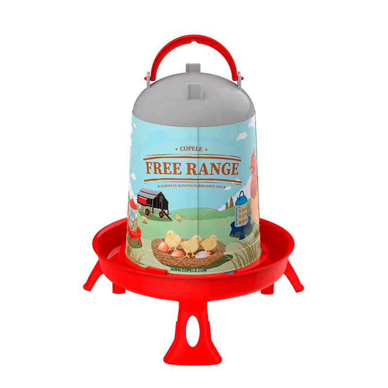 Bebederos Personalizables - Con etiqueta free range - color Rojo, capacidad 5 l, patas Con patas, modelo Con etiqueta free range - referencia 30198 - Copele