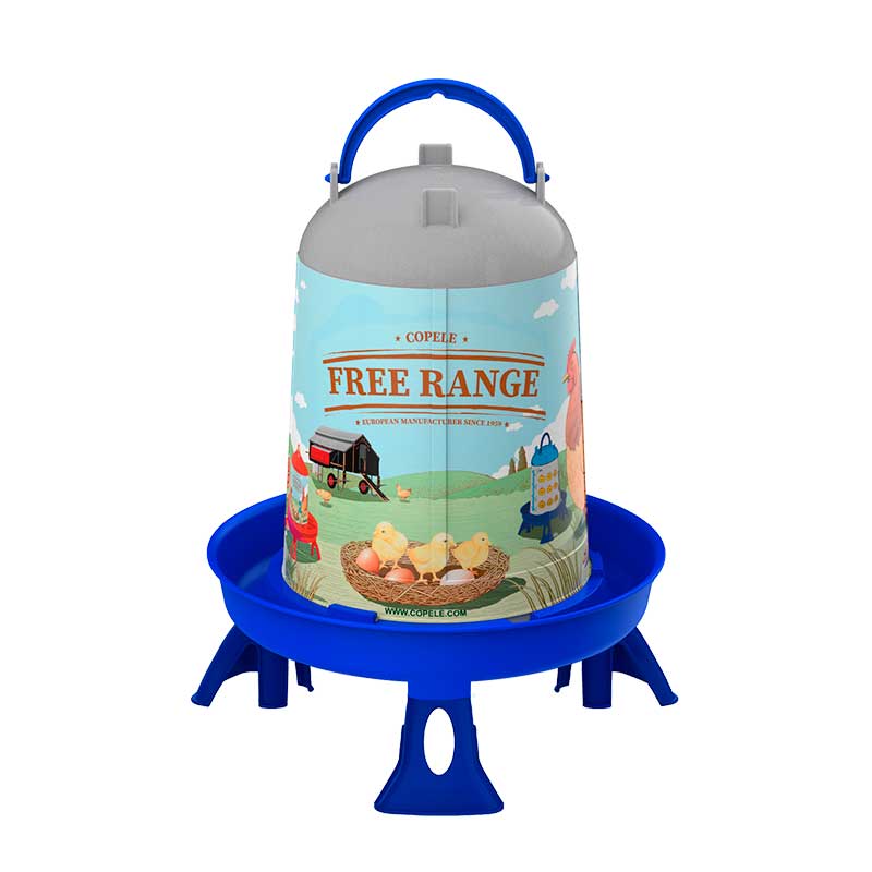 Bebederos Personalizables - Con etiqueta free range - color Azul, capacidad 5 l, patas Con patas, modelo Con etiqueta free range - referencia 30199 - Copele