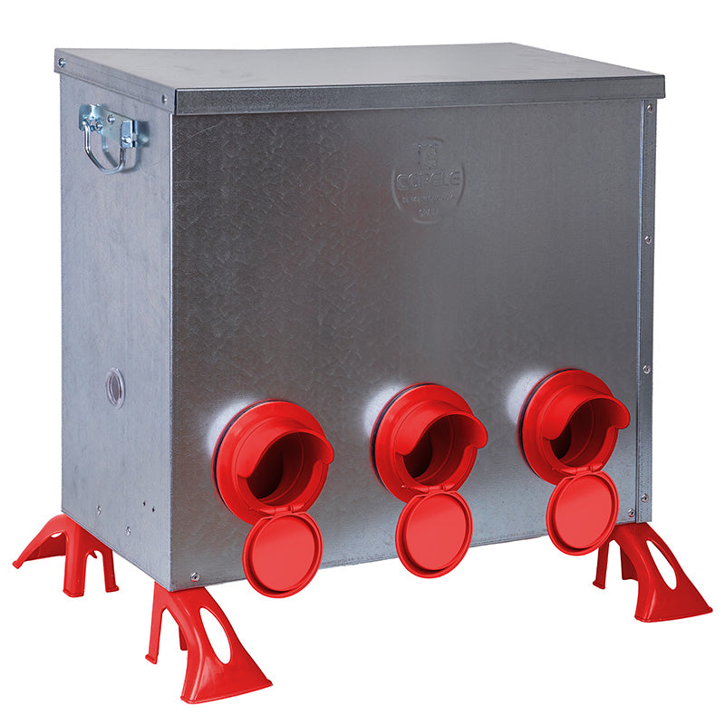 Comederos de exterior - capacidad 50 80 kg l, modelo Con bocas antidesperdicio, material Chapa galvanizada - referencia 30084 - Copele