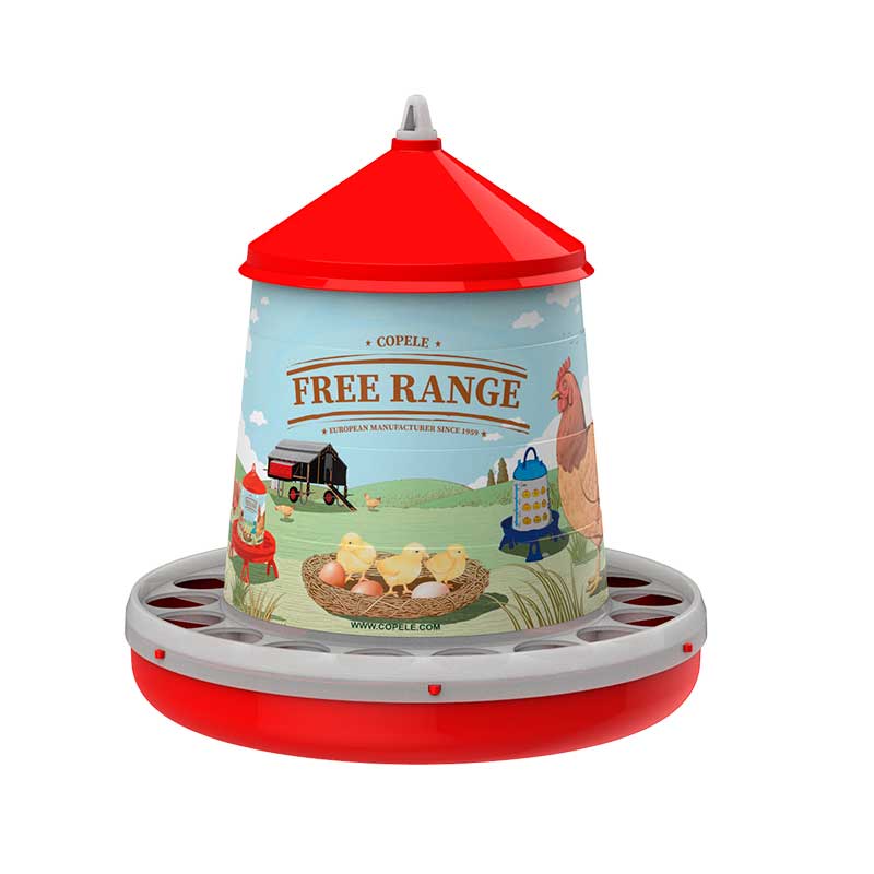 Tolvas Personalizables - Con etiqueta free range - color Rojo, capacidad 4 7 kg l, patas Sin patas, modelo Con etiqueta free range - referencia 30189 - Copele