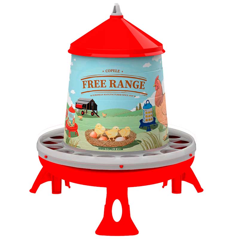 Tolvas Personalizables - Con etiqueta free range - color Rojo, capacidad 4 7 kg l, patas Con patas, modelo Con etiqueta free range - referencia 30192 - Copele